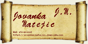 Jovanka Matejić vizit kartica